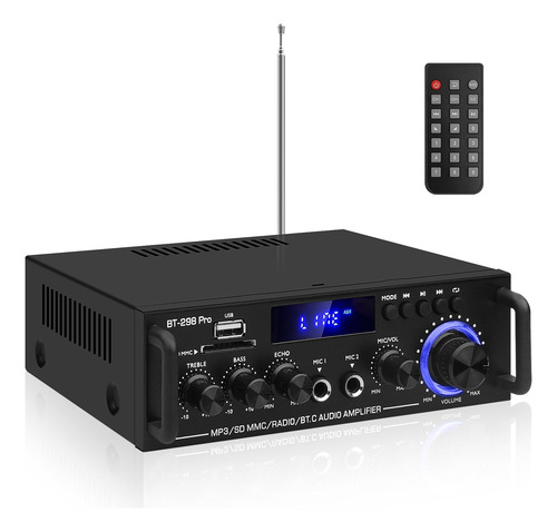 Amplificador Hifi Bt-298pro 50w: Audio Bluetooth Y Control R