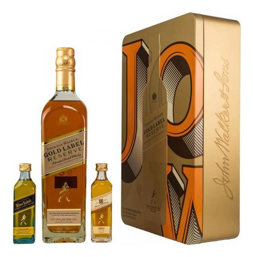 Whisky Johnnie Walker Estuche Lata Gold 75cl Blue 18años 5cl