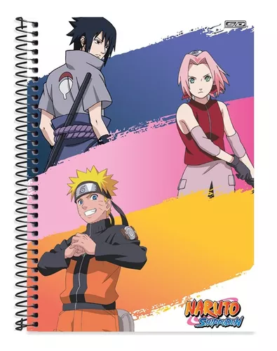 Caderno de Desenho Naruto Shippuden Preto - 60 Folhas - São