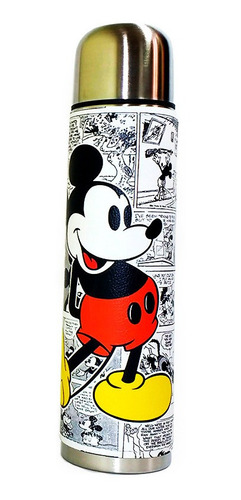 Termo Acero Inoxidable 1/2 Litro Forrado Ecocuero Mickey 