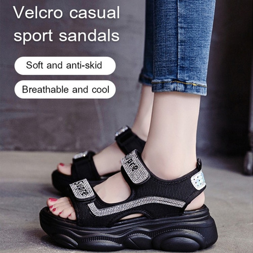Sandalias Deportivas Casuales Con Velcro Para Mujer