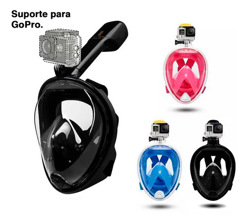 Mascara Mergulho Snorkel Com Suporte P/ Gopro Câmera De Ação