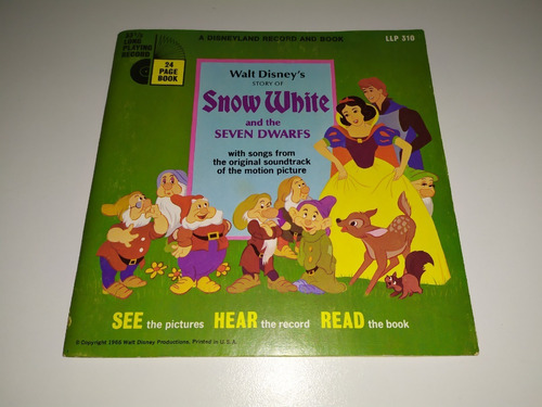 Lp Branca De Neve 1966 Com Livro Snow White Walt Disney's 