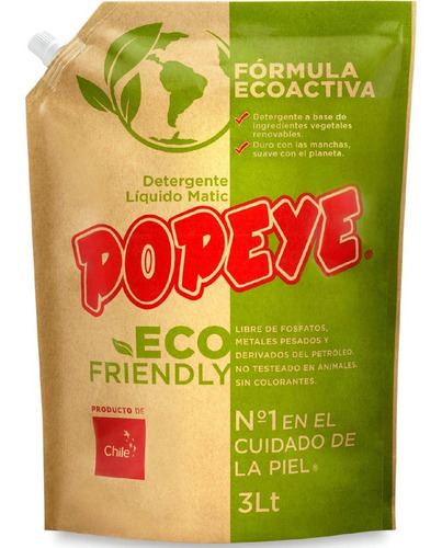 Detergente Popeye Eco Friendly Doypack 3l