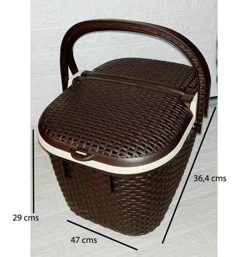 Imagen 4 de 4 de Canasta Moderno Cesto Ratan Para Alimentos Picnic Camping