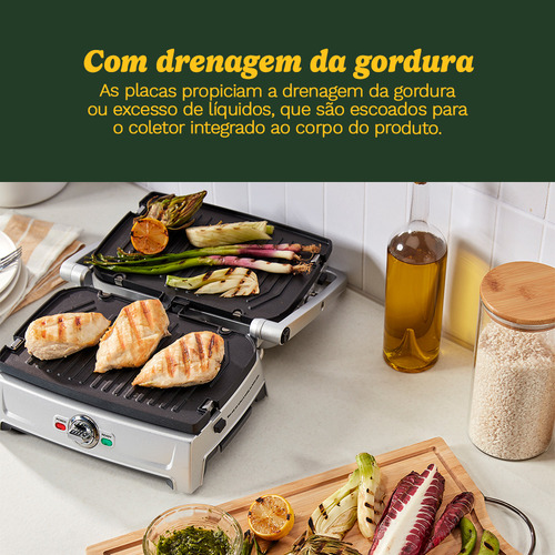 Grill Compacto Chapa E Panini Press Cuisinart Cor Cinza 127v