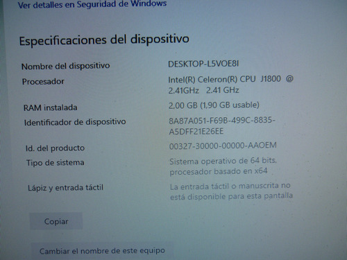 Computador Lenovo C260. All In One. Leer Detalles (Usado)