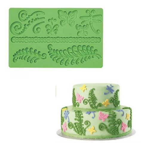 Molde De Silicon Para Fondant Hojas Y Mariposas