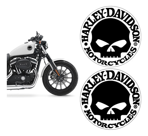 Adesivos Tanque Harley Davidson Motor Cycles Caveira Preto