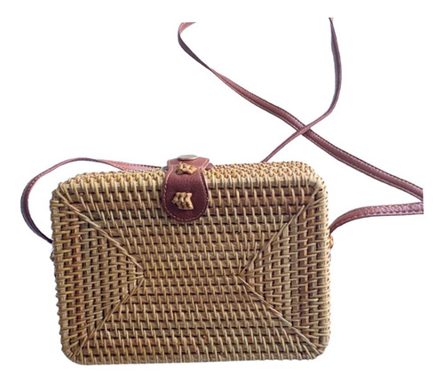 A Bolso De Mimbre Moderno E Informal Con Asa