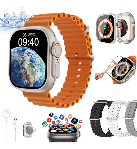 Relógio Inteligente Microwear A Prova D'água Novo Lançamento Prateado Mesh Laranja Prateado