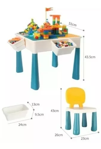 Mesa Lego Juego Niños + Silla + 56 Legos / Mi Tienda