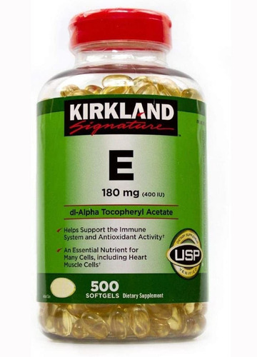 Imagen 1 de 3 de Vitamina E, De Kirkland, 400iu X 500 Caps