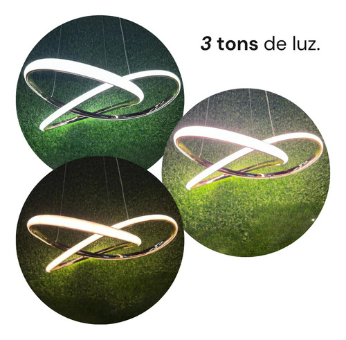 Lustre Pendente Preto Moderno Led Bivolt 3 Cores De Luz Lp02
