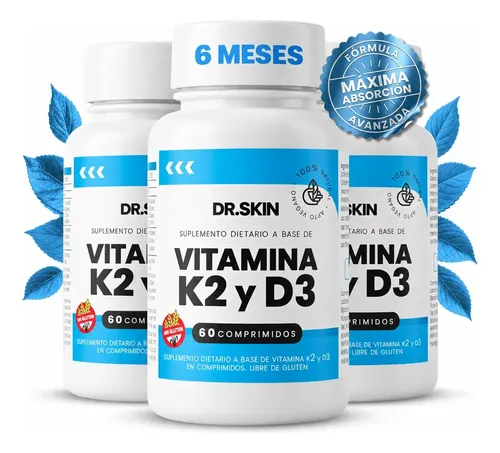 Pack Vitamina K2 + D3 Dr Skin para Huesos y Defensas, 180 Comprimidos