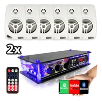 Comprar Kit Som Ambiente 12 Pcs Caixa Branca + 2 Receivers Bluetooth