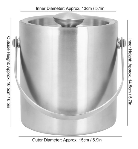 Cubo De Hielo De Doble Pared Con Aislamiento De Acero Inoxid
