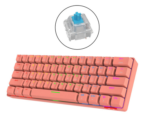 Teclado Mecánico Compacto Rgb Led Inalámbrico Rosa A