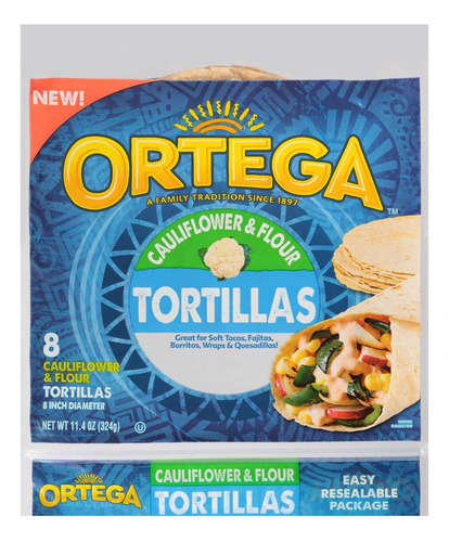 Ortega Tortillas, Coliflor Y Harina, 8 Pulgadas, 8 Tortillas