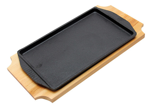 Plato Hierro Rectangular Con Base Madera 18x10.3x1.7 Cm