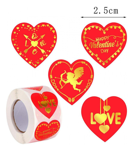 Rollo De Pegatinas De Corazón De 500 Piezas, Etiquetas