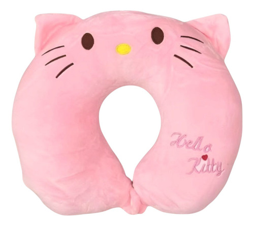 Almohada Cuello Cervical De Peluche Confort Para Viaje Rosa Kitty Lisa Con Personajes