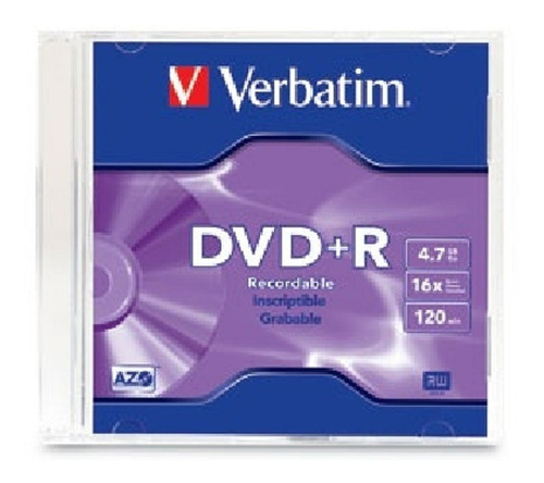 Dvd+r Verbatim De 4.7gb 16x 1 Pieza Vb95059