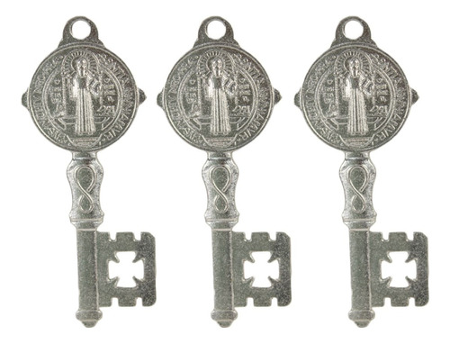 3 Llaves Con Medalla D San Benito, Plateadas Para Protección