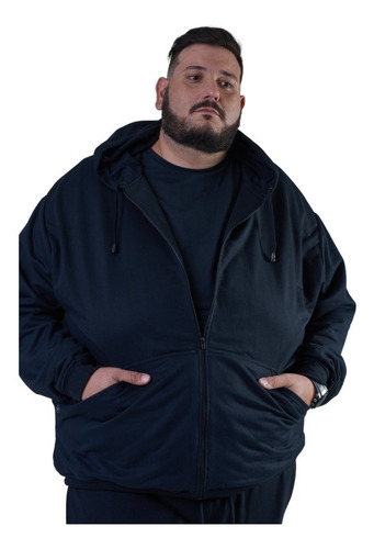 Moletom Plus Size Masculino Preto Com Ziper