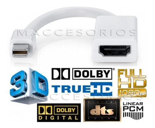 Imagen 6 de 8 de Adaptador Compatible Mini Displayport Hdmi Full Hd Premium