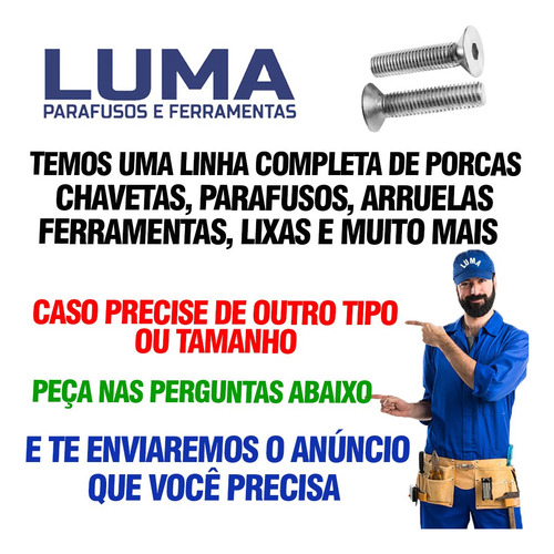 Parafuso Allen Cabeça Chata M10 X 35 Aço Inox A2 - 10 Peças
