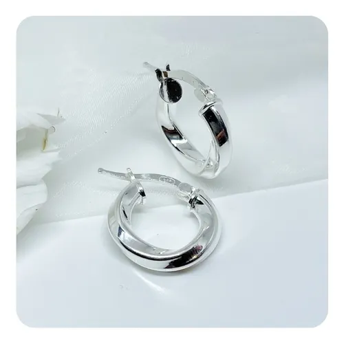 Aros Argolla De Plata 925 Dise o Italiano Trenzado 17 Mm