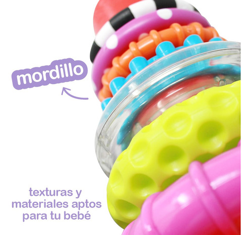 Combo Sassy Torre De Encastre Y Sonajero Pescaditos Multicolor