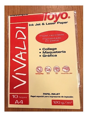 Hojas De Papel Presentacion Vivaldi Toyo X 10 120g Maiz