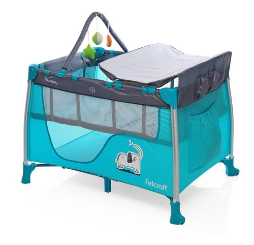 Cuna Plegable Practicuna Cambiador Felcraft Sleepy Aqua