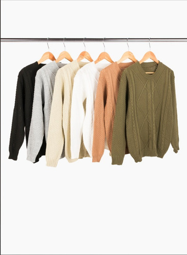 Sweater Nano Acrílico Trenzas Y Rombos Cruzados #n011