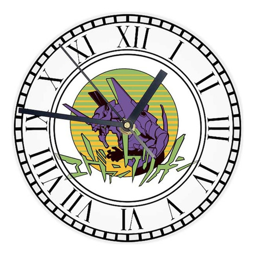 Reloj Redondo Madera Brillante Evangelion  Mod 24