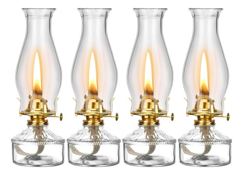 4 Lámparas De Aceite, Lámpara De Queroseno De Vidrio Vintage