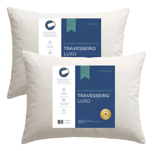 Kit 2 Travesseiro Antialérgico Regulável Lavável Fibra 50×70