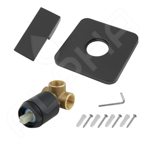 Misturador Monocomando Para Chuveiro Ducha Quadrado Preto Acabamento Fosco