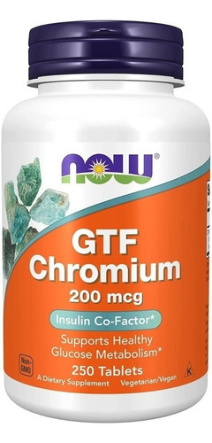 Gtf Chromium 200mcg 250tab, Control De Glucosa, Now,