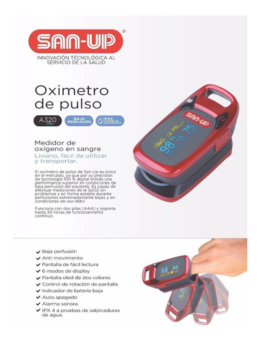 Oximetro San-up De Pulso Dedo Mod. A320 Pro