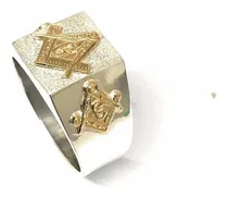 Comprar Anel Quadrado Maçom Prata 925 E Ouro 18k Maçonaria Mestre