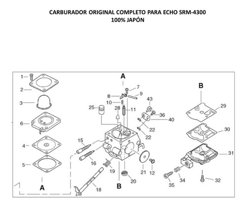 Carburador Motoguadaña Echo Srm-4300 100 % Japon