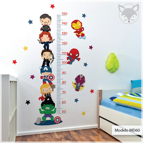 Vinilo Infantil Medidor De Altura Superheroes Avengers Md60