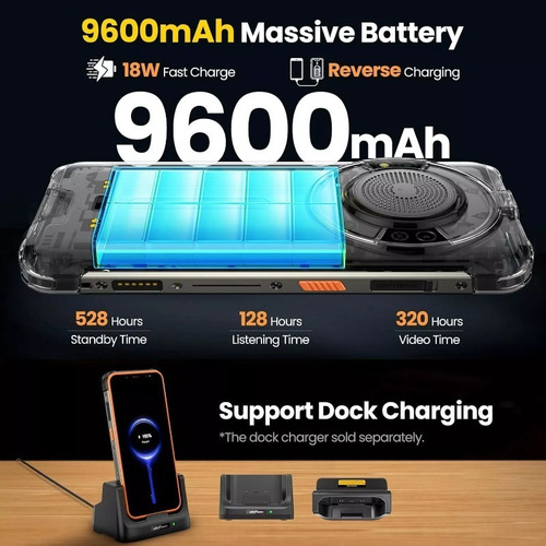 Ulefone Ulefone Power Armor 16s Dual 4g Teléfono Robusto 16gb Ram 128gb Rom9600mah Batería 122db Sonido Más Alto 50mp Cámara 5.93 Hd+ Android 13