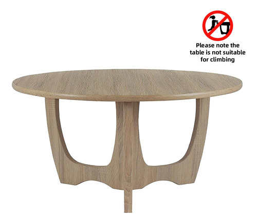 Finecasa Mesa De Centro Redonda De Madera Con Patas Curvas