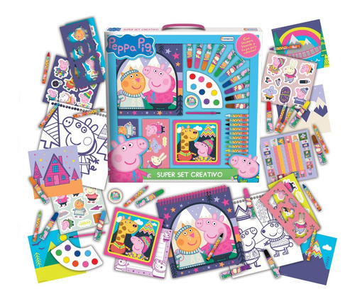 Set Xl Arte Disney Granja Peppa Acuarelas Juego Pintar