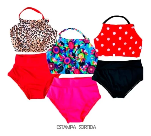 Biqu ni Infantil Barato Menina Em Malha Praia Estampado MercadoLivre