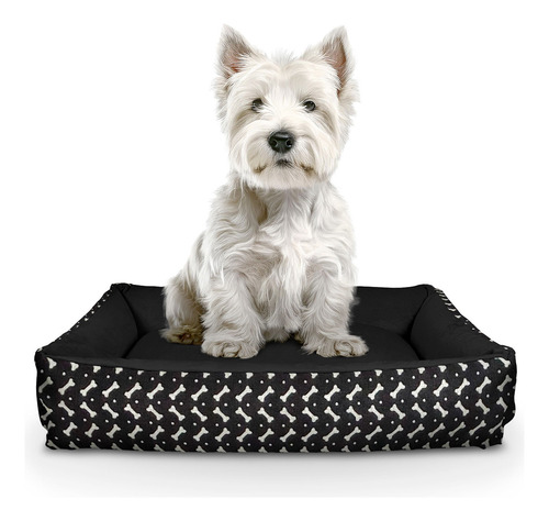 Caminha Pet Cachorro Gato Resistente Premium Estampada M Cor Preto Desenho Preto Ossinho